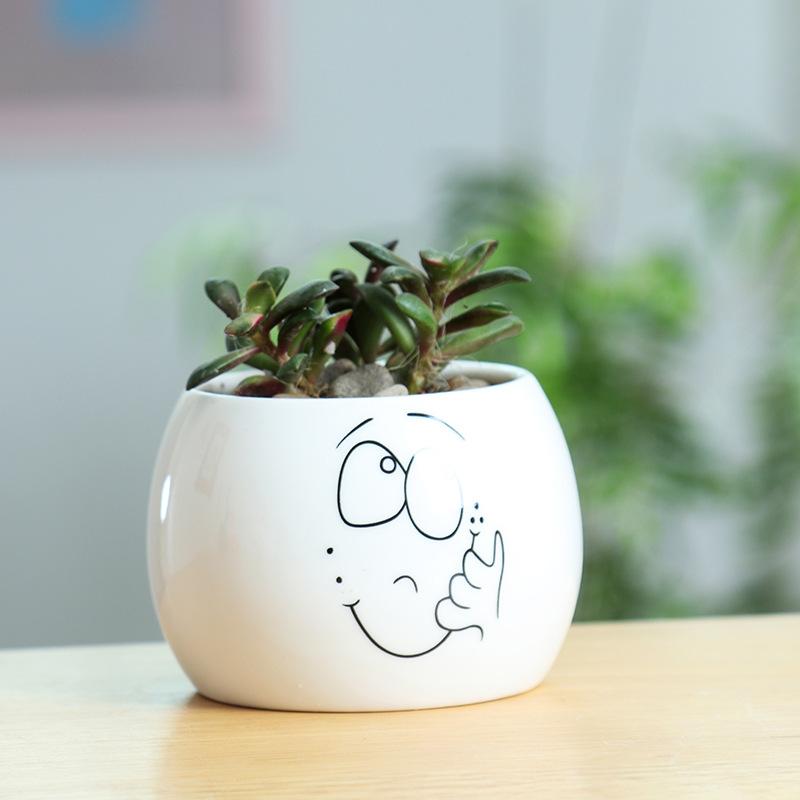 Japanese-Style Cute Mini Succulent Plant Ceramic Small Flower Pot, Simple And Creative Expression Flower Pot, New Succulent Flower Pot