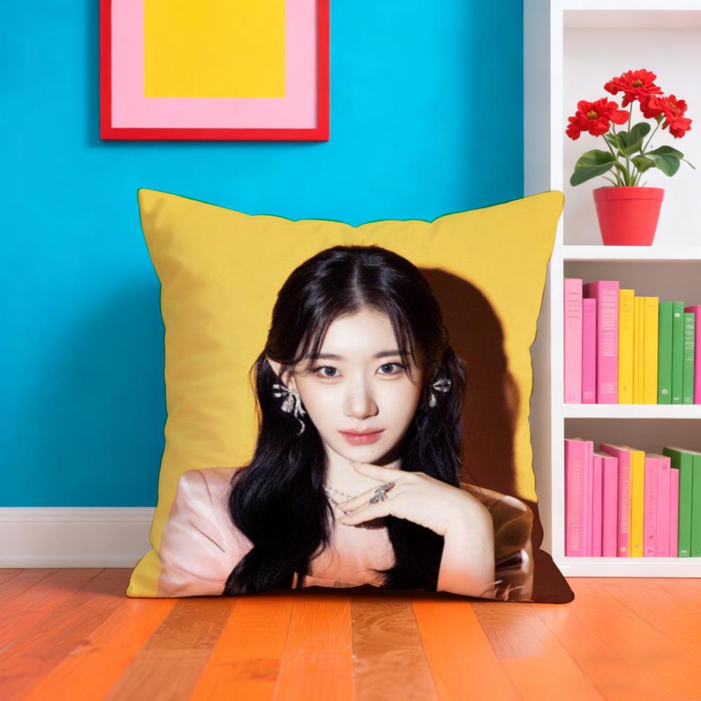 Kpop Style I-Itzy Cushion Cover Plush Fabric Soft Double-Sided Printed Sofa Warm Winter Home Gift Pillow Case