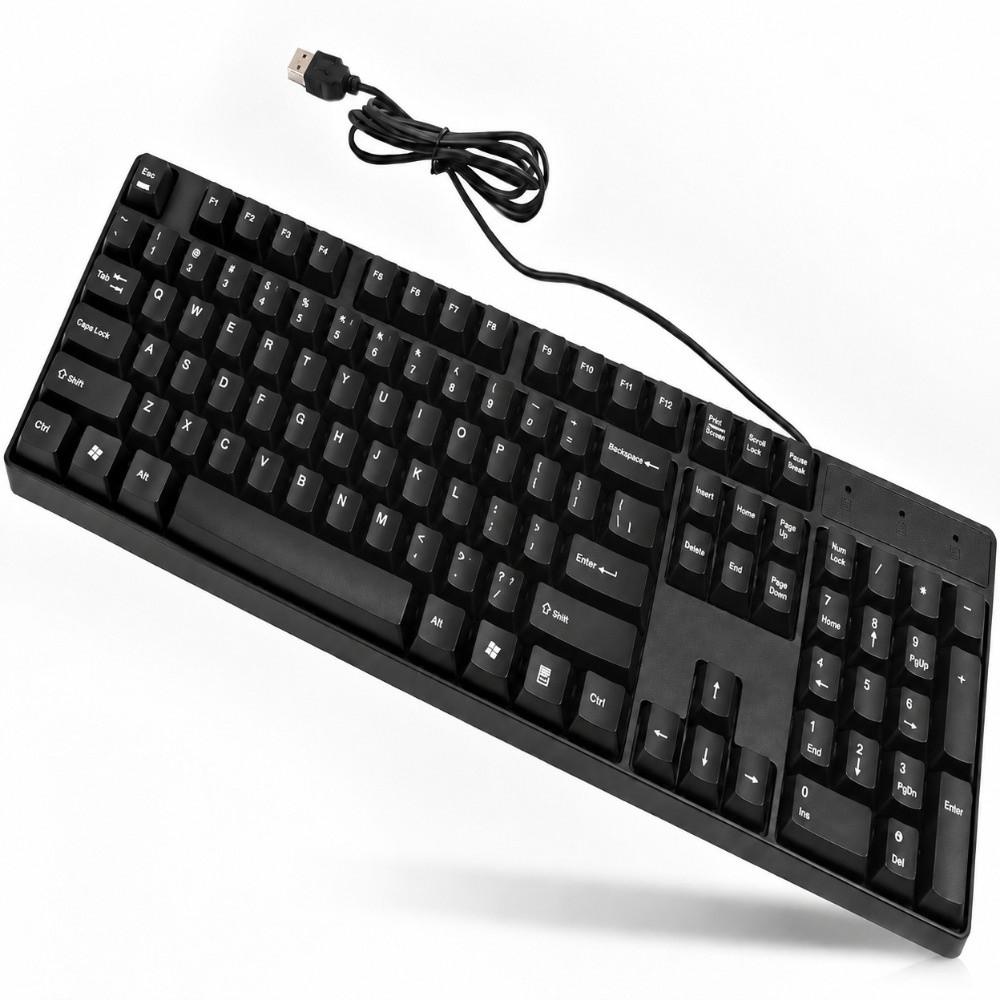 104 Keys Wired Keyboard 1.5m Cable USB Keyboard Stable English Keyboard Home