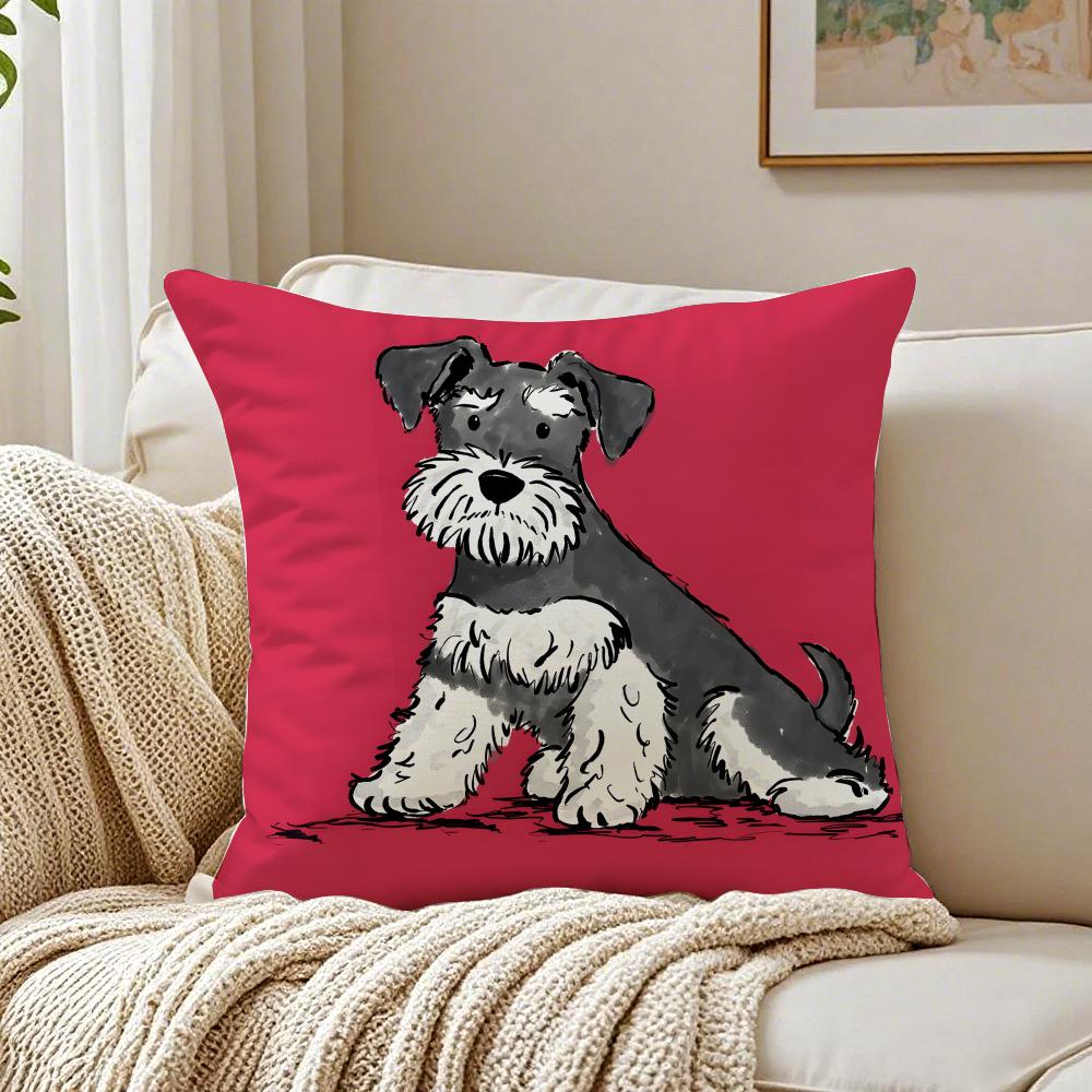 Miniature Schnauzer Pillow Cute Bearded Dog Cushion Cushion Cover Pillowcase Anti-Dustmite Living Room Sofa Decor Cushion Room
