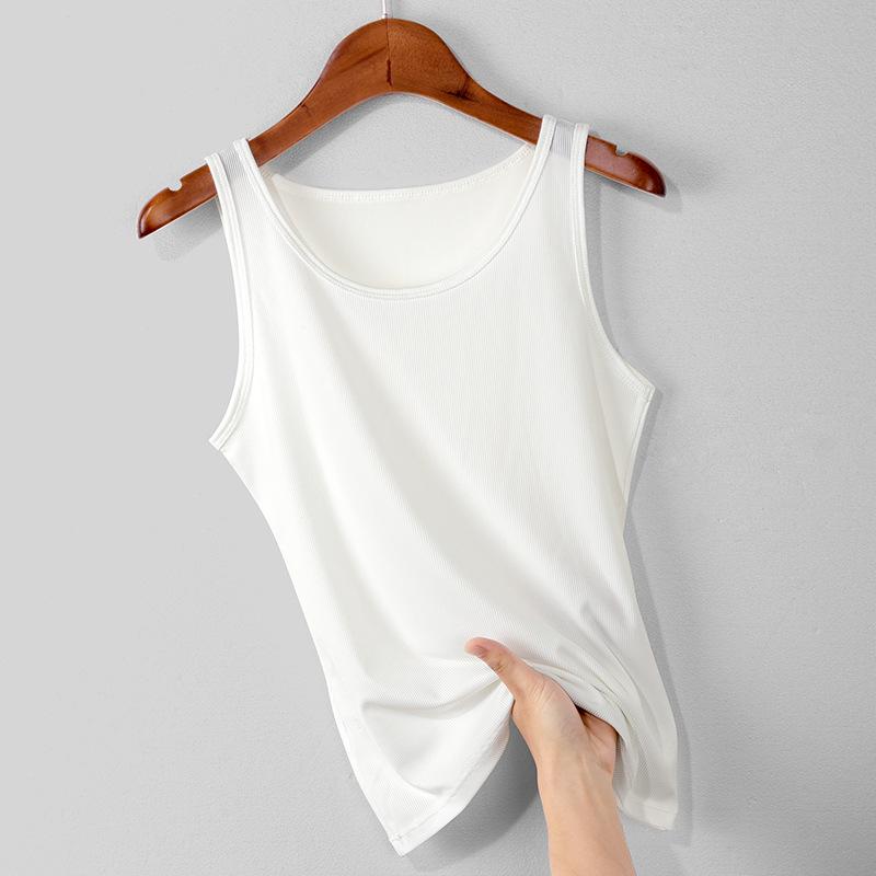 

Летняя сорочка из ледяного шелка 2023 г.: Однотонный, универсальный, защитный жилет без рукавов M fits 70-90 jin белый