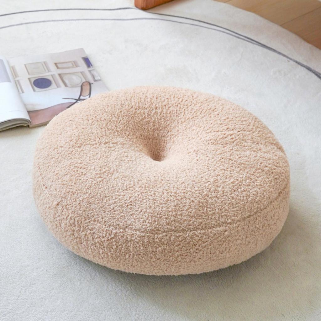 Solid color Teddy velvet cushion, thickened circular balcony window sill, floor tatami seat cushion