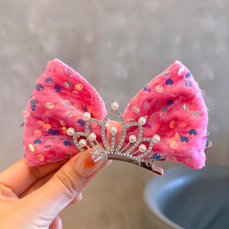 3D Rose Birthday Crown Hair Clip for Girls - Korean Style Polka Dot Bow Headwear