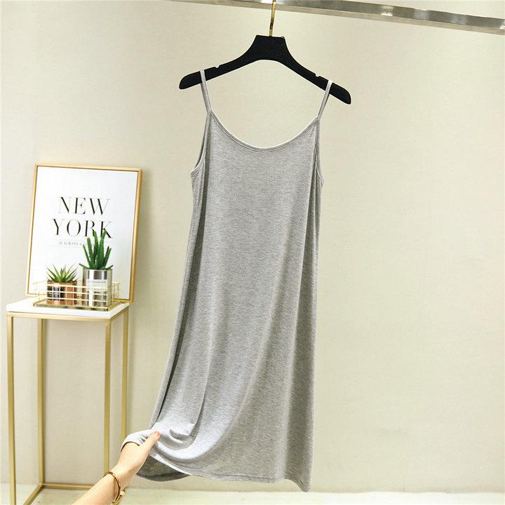 Women's Sleeveless Modal Cotton Slimming Midi Dress - Plus Size, Summer Round Neck Layer Slip