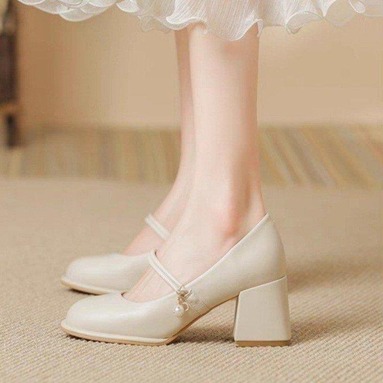 

French new Mary Jane shoes women s 2025 autumn casual outer wear thick heels high heels women s gentle temperament fashion shoes 40