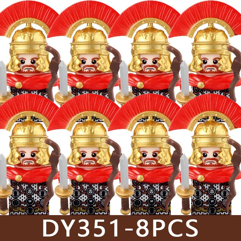 

8pcs Medieval Roman Knight Soldier Figures Building Blocks Military Castle Wolf Warrior Legion Heavy Infantry Crossbowman Bricks Toys