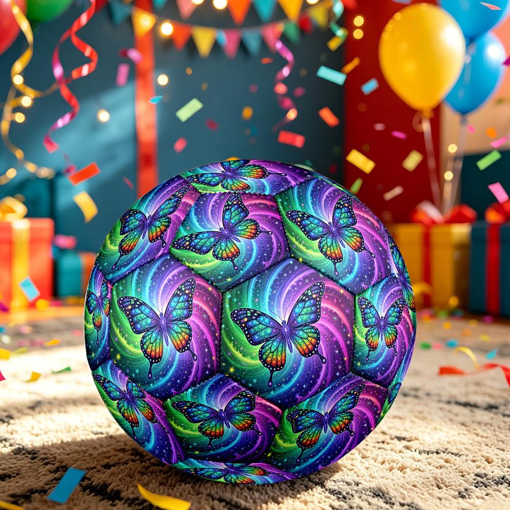 1pc Rainbow Butterfly Themed Soccer Ball, Size 5, Lightweight PVC Material, Outdoor Training Soccer Ball Gift. q622100
