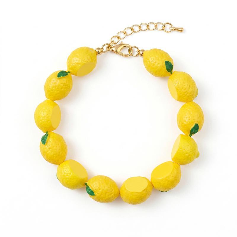 3D Fruit Beaded Bracelet Hypoallergenic Resin Hand Chain for Women Summer Seaside Trip Jewelry Accessories