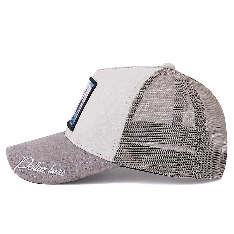 Hot Sale Animal Trucker Hat Polar Bear Pattern Patch Design Suede Baseball Cap Outdoor Sports Fishing Cap For Men Women