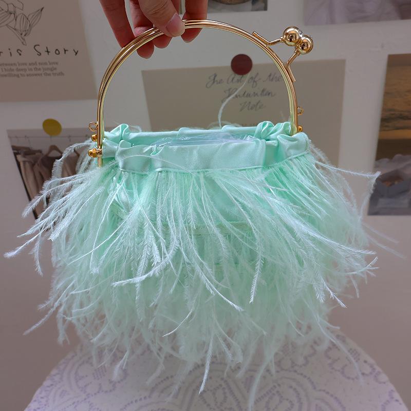 Ladies Wedding All-matching Ostrich Handbag Exquisite Evening Clutch Bag Women Banquet Purse Tote Bag