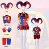 Anime Pomni Cosplay Costume Clown Uniform The Amazing Digital Circus Hat Gloves Role Play Halloween Carnival Party Outfit