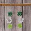 St. Patrick's Day Green Shamrock Horseshoe Sequin Earrings