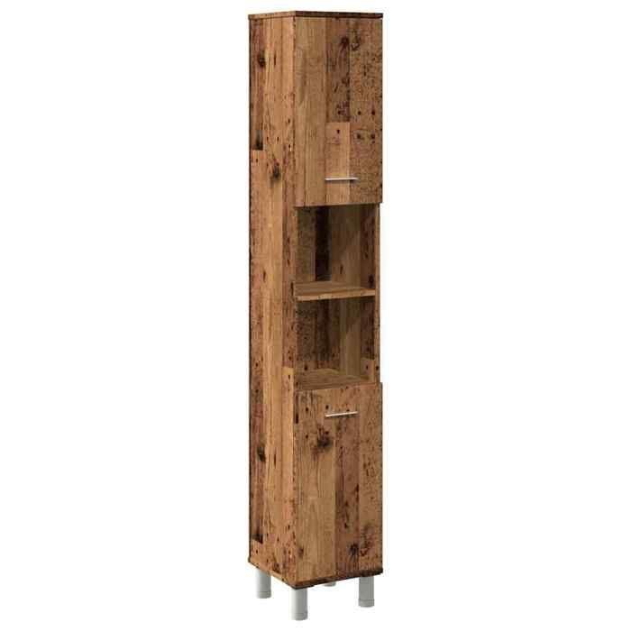 VidaXL Armoire de salle de bain vieux bois 30x30x179cm bois ingénierie, armoire de rangement de salle de bain, placard de 856140