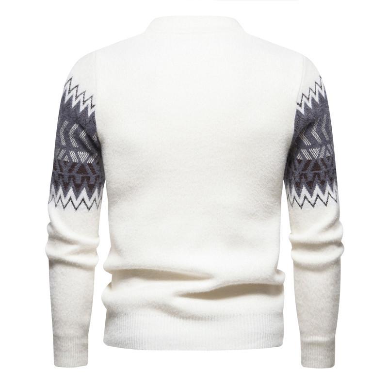 Hot Selling Autumn and Winter New Printed Crew Neck Sweater Men's Bottom Knitted Sweater Sweater