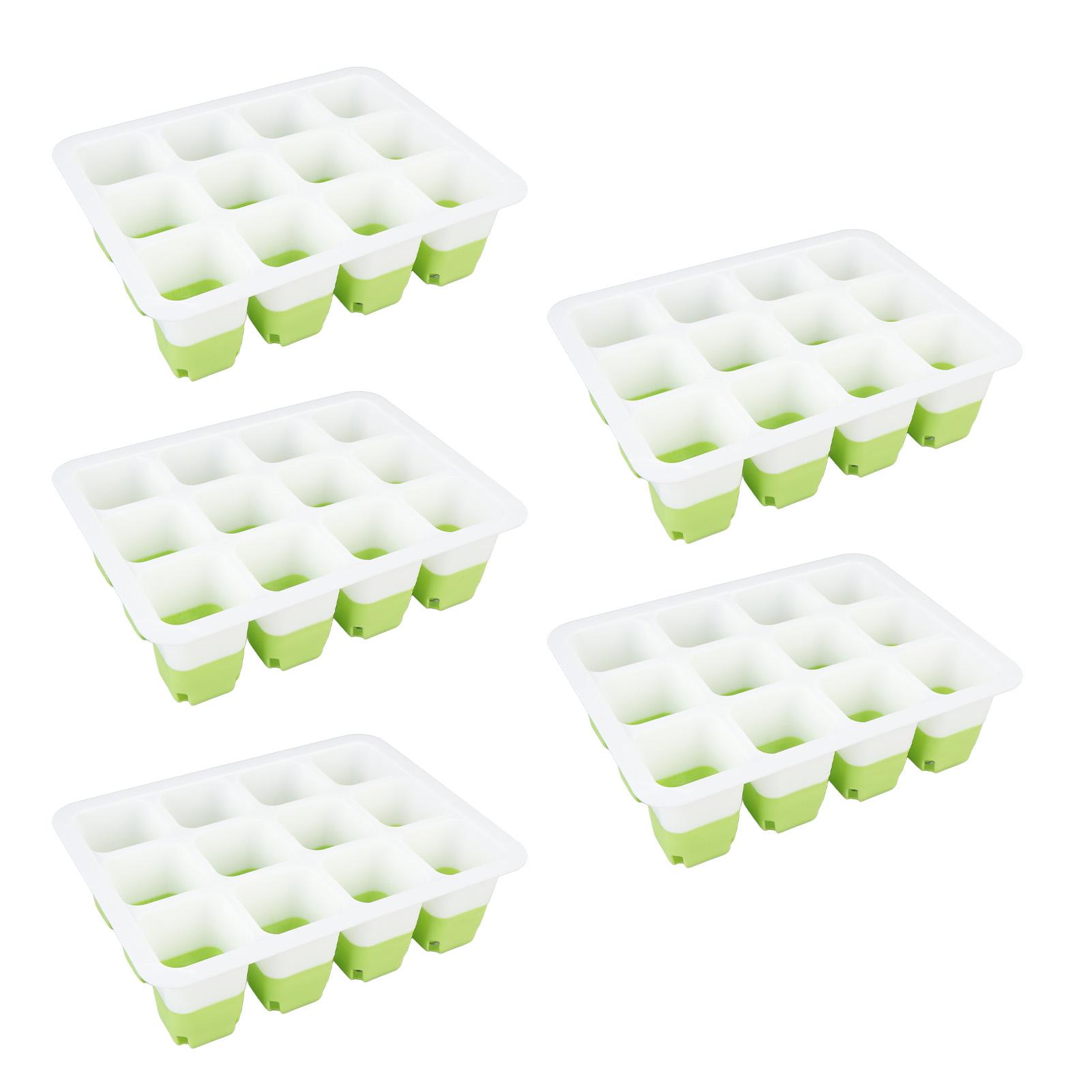 

5 Pcs Plant Starting Tray, Silicone Reusable Cells Indoor Plant Germination Tray for Vegetables Fruits Flowers with Small Drainage Holes, Ligh