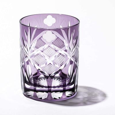 Taiburo Edo Kiriko Genroku Crest Old Glass Wooden Box Made In Japan [Official Workshop] Four-Leaf (Edo Purple) TB90615-4M