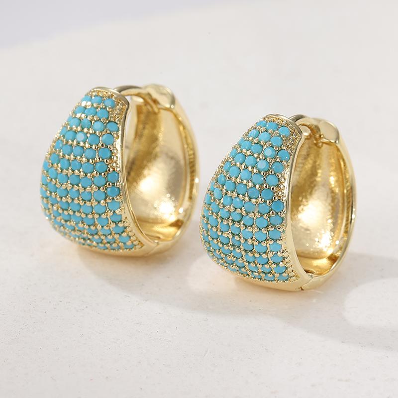 Exquisite funkelnde Wassertropfen-förmige farbige synthetische Zirkonia kleine Creolen für Damen Party Schmuck Accessoires