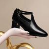 Lady Casual Street Autumn Media Heels Shoes Leathers Women High Quality Square Heel Short Ankle Boots Botas Femininas