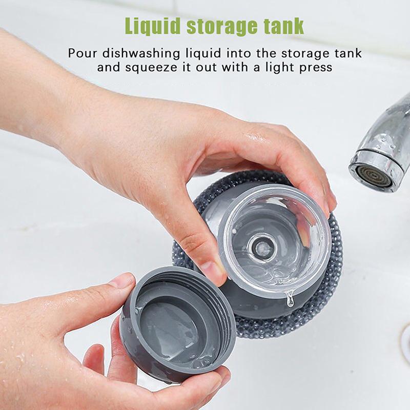Durability Pots Cleaning Brush With Soap Detergent Dispenser,Gentle On Nonstick Cookware, For Home Restaurant Use