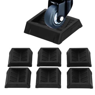 6pcs Stability Rubber Furniture Cups Non-Slip Deep Grooves Furniture Coasters Black Furniture Stopper Bed