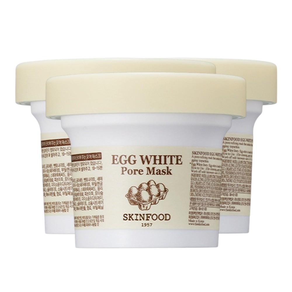 SKINFOOD Egg White Pore Mask 125g x 3ea – Pore Refining & Sebum Control Wash-Off Mask for Clear Skin