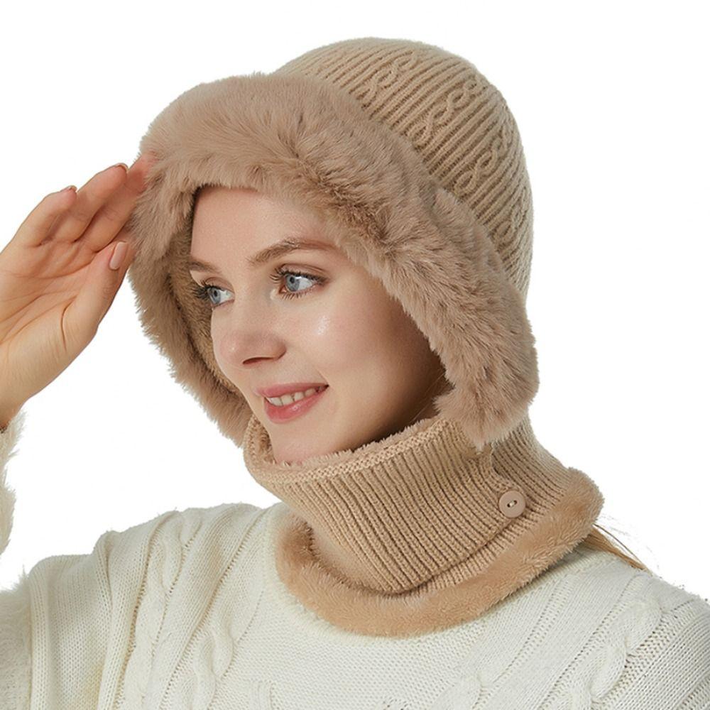 

Плюшевая вязаная шапка-грелка, шапка-бини, модная маска для лица, шейные шапки, женская хаки