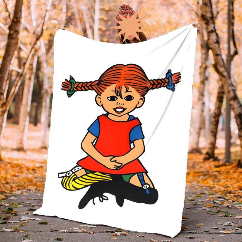 Pippi Coperta di Flanella Morbida Calda Coperta per Tutte le Stagioni, Design per Campeggio, Viaggio in Auto, Escursionismo Divano, Letto, Ufficio Regalo Perfetto per Feste