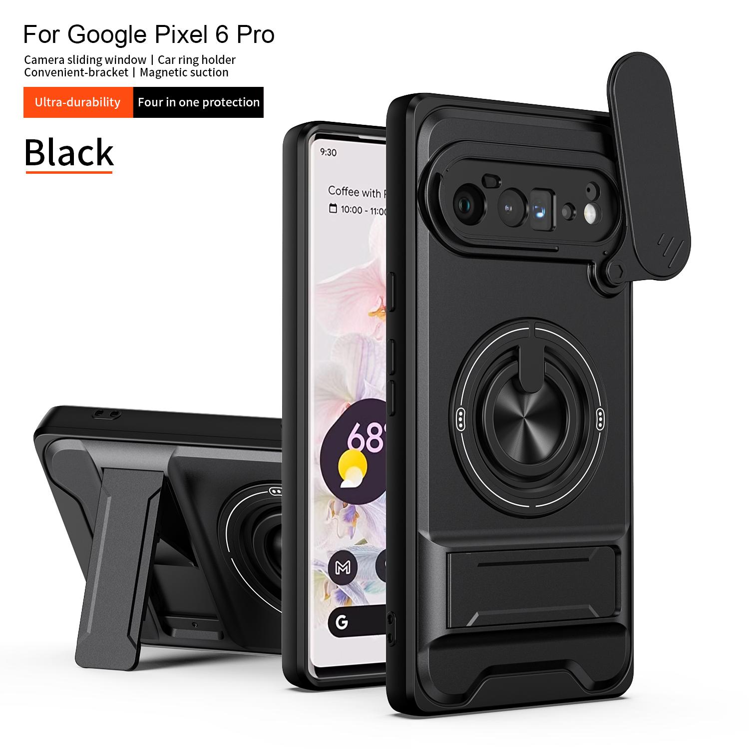 

Slide Camera Cover Compatible for Google Pixel 6 Pro Case With Built-in Ring Stand and Folding Stand for Google Pixel 6 Pro чёрный