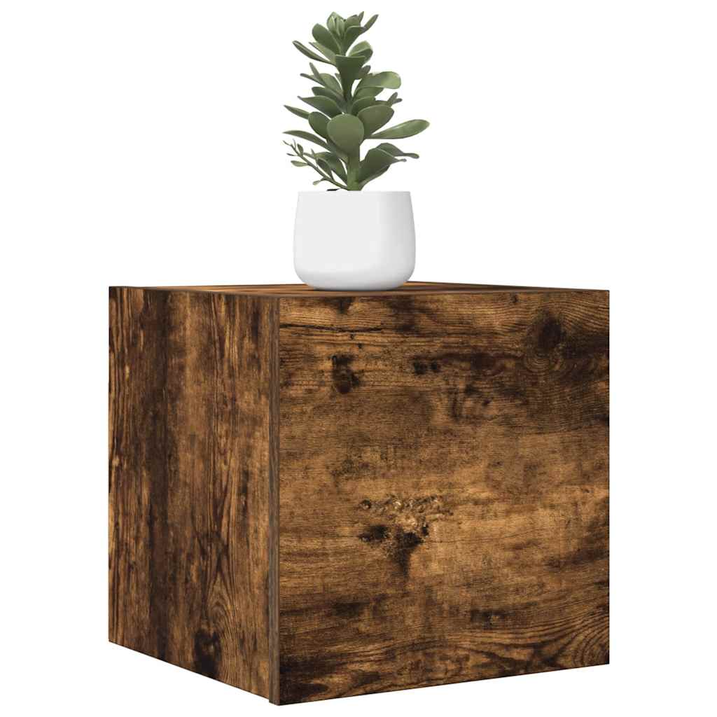 Wall Mounted TV Cabinet Smoked Oak Finish 30.5 x 30 x 30 cm
