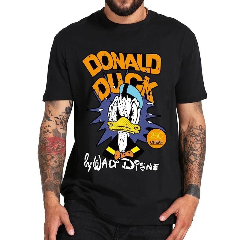 Cotton Black T-shirt for Men Disney Mickey Mouse Pattern Women's T-shirt Anime Tops Summer Fashion Couples Section Short-Sleeved