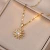 Zircon Rotating Flower Pendant Necklace Clavicle Chain Adjustable Choker Sweet Cool Collar Necklace Fashion Jewelry