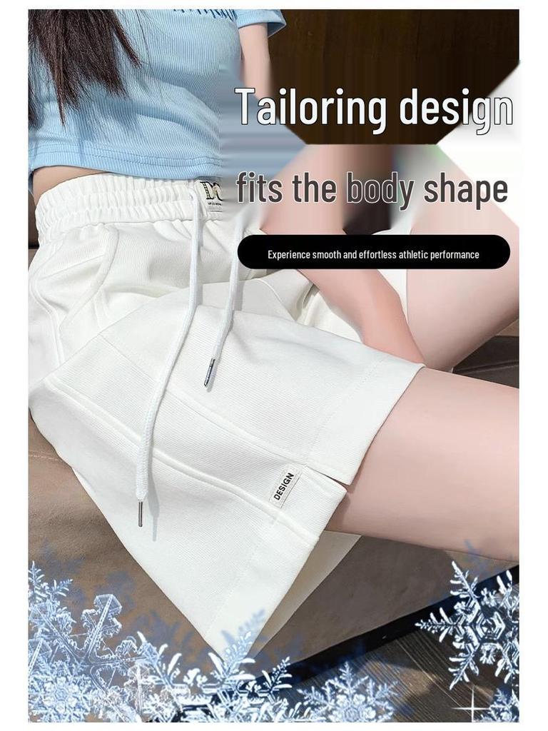 Women's Pink Wide-Leg Summer Sport Shorts, Loose Fit, Mid-Length, Casual Five-Point Pants, 2025 Hot Style