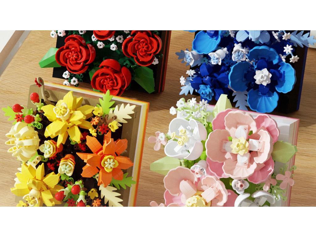 Creative Bouquet Building Set: Rose & Hibiscus Flower Blocks – LEGO Compatible Ornament & Gift