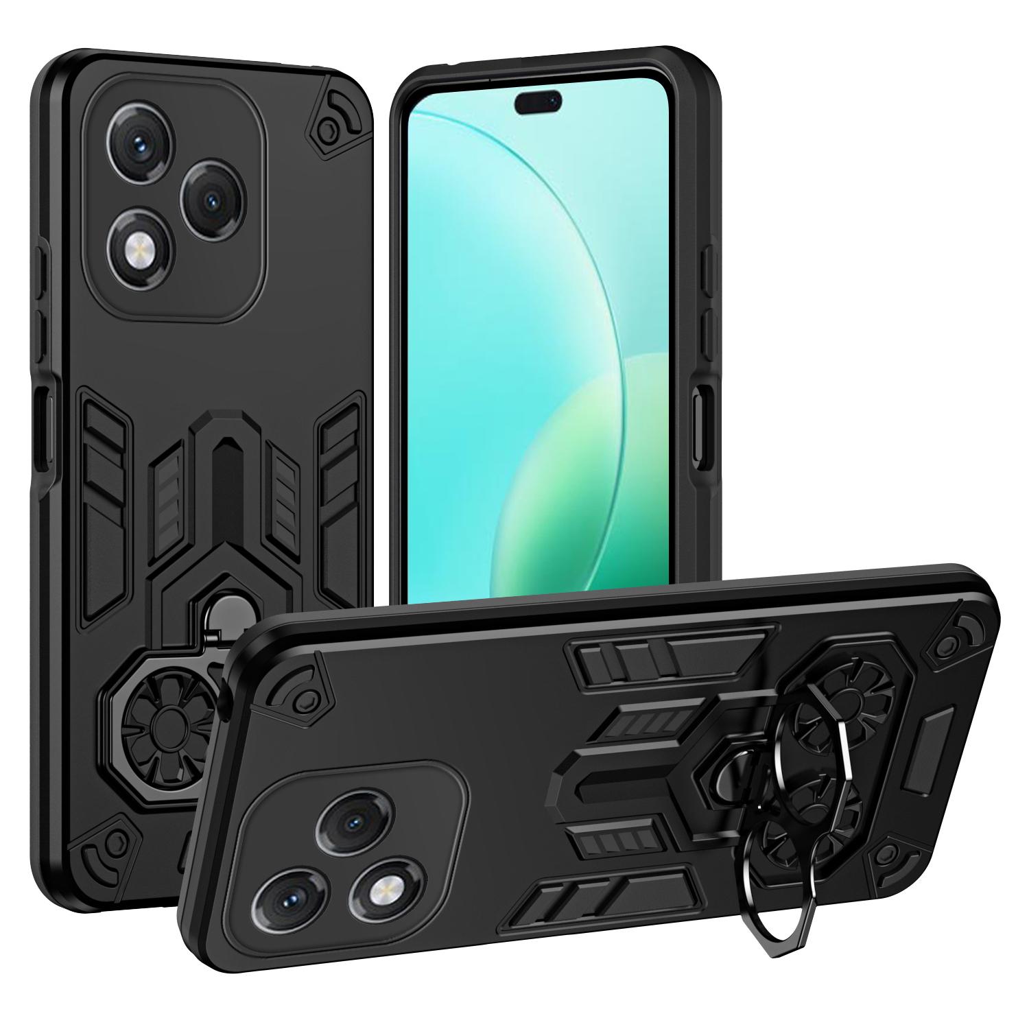 

For Honor 400 Lite 5G Case Ring Holder Kickstand PC + TPU Shockproof Phone Cover B