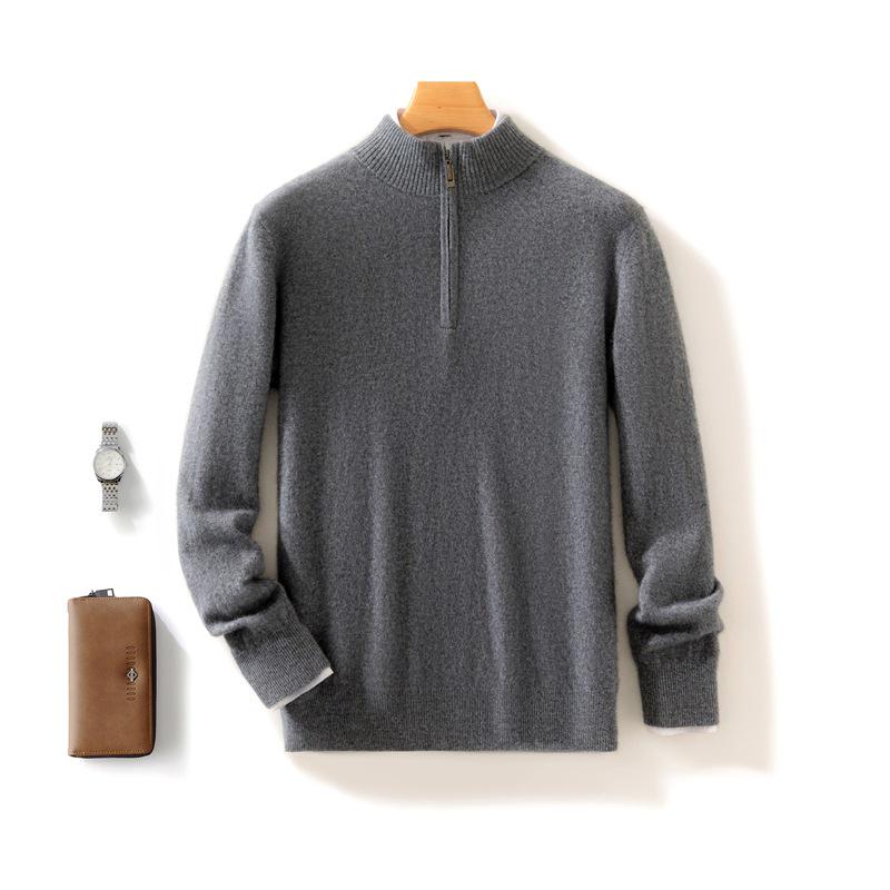 Men's Cashmere Half-Zip Thermal Sweater for Business Casual Wear