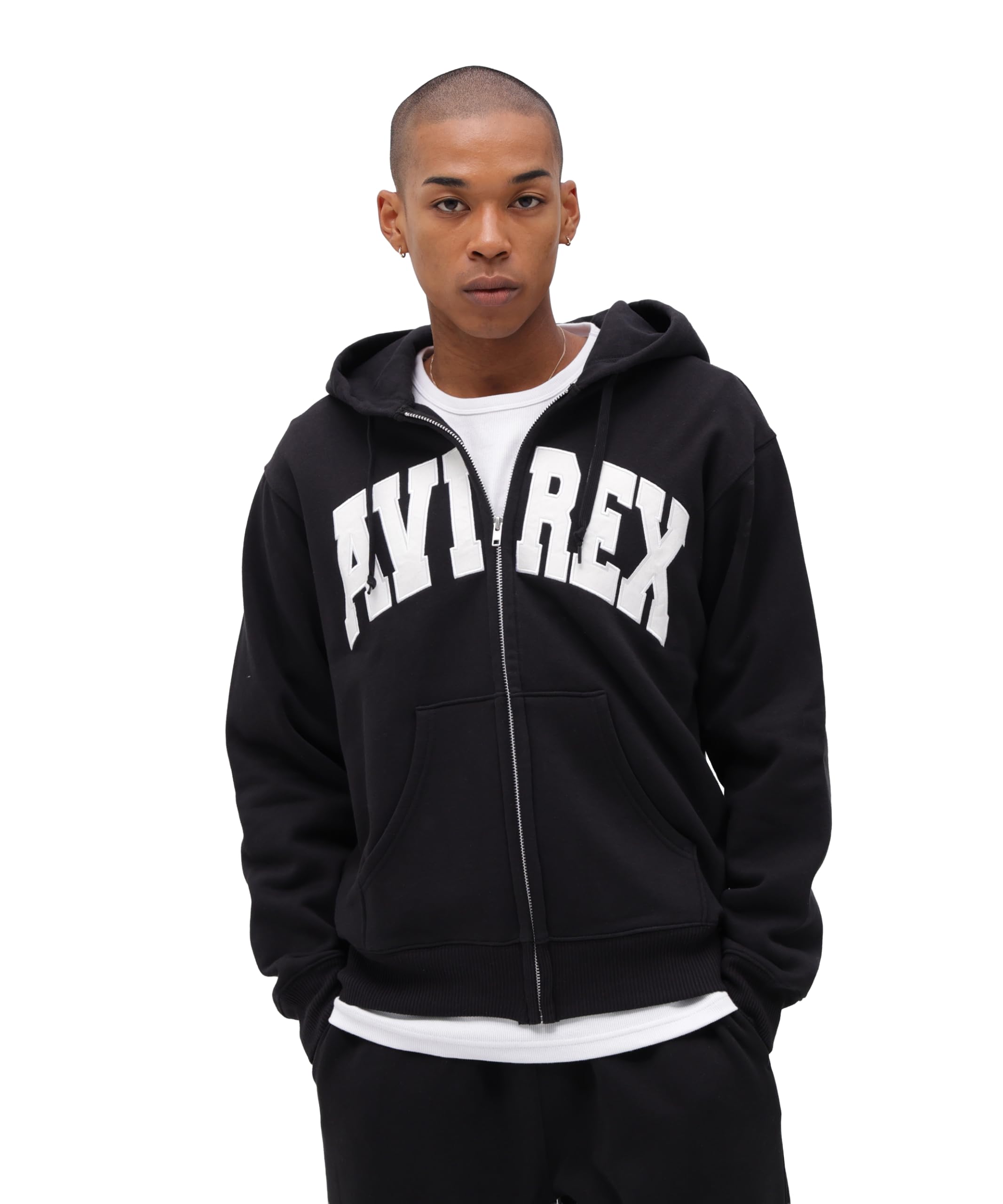 AVIREX DAILY ZIP UP SWEAT PARKA LOGO men s 783-3931007 black 2XL чёрный