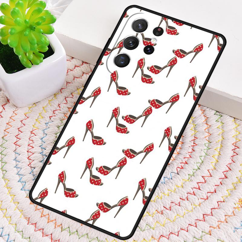red high heel shoes Cute Phone Case For Samsung Galaxy note 10 pro S26 S25 S24 S23 S22 Ultra Plus S21 FE S20 Shockproof Cover