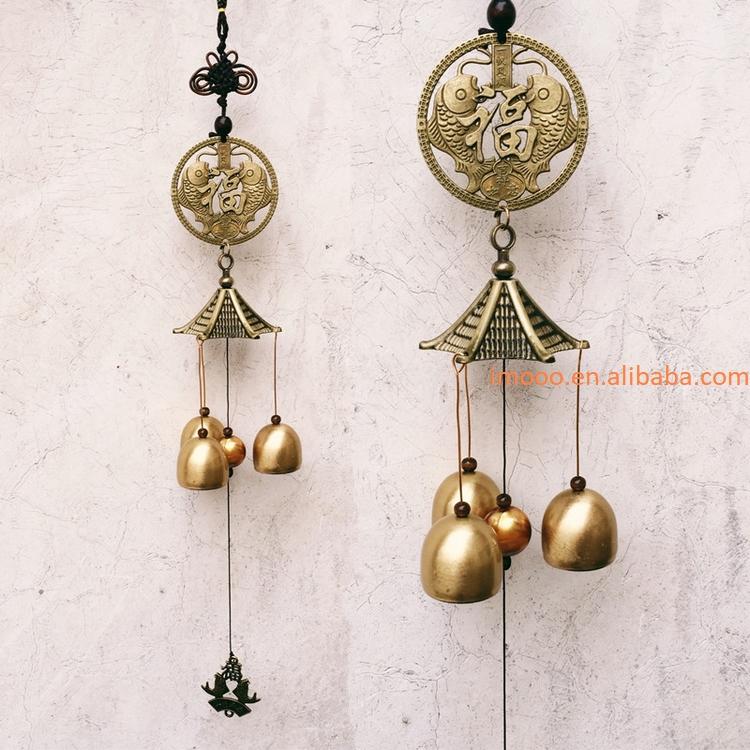 Factory Price Wind Chimes Metal Plastic Ancient Hanging Ornament for Home Yard Garden Balcony Decoration Bronze Bell Pendant