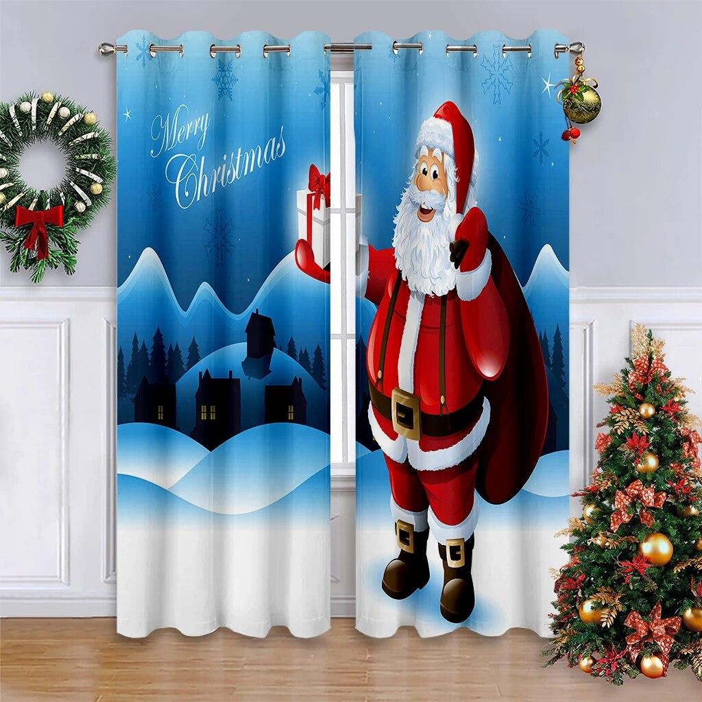 Natale, tende per albero di Natale natalizio, tende con stampa digitale per soggiorno, decorazione della stanza, cucina, soggiorno