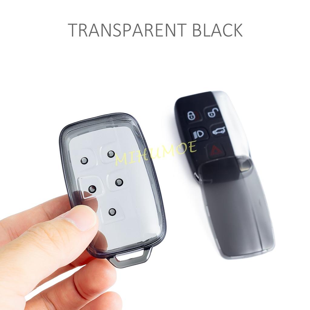 Black Transparent Car Key Fob Case Cover Holder Keychain For Land Range Rover Sport Evoque Velar Discovery 4 LR4 Jaguar XE XF XJ