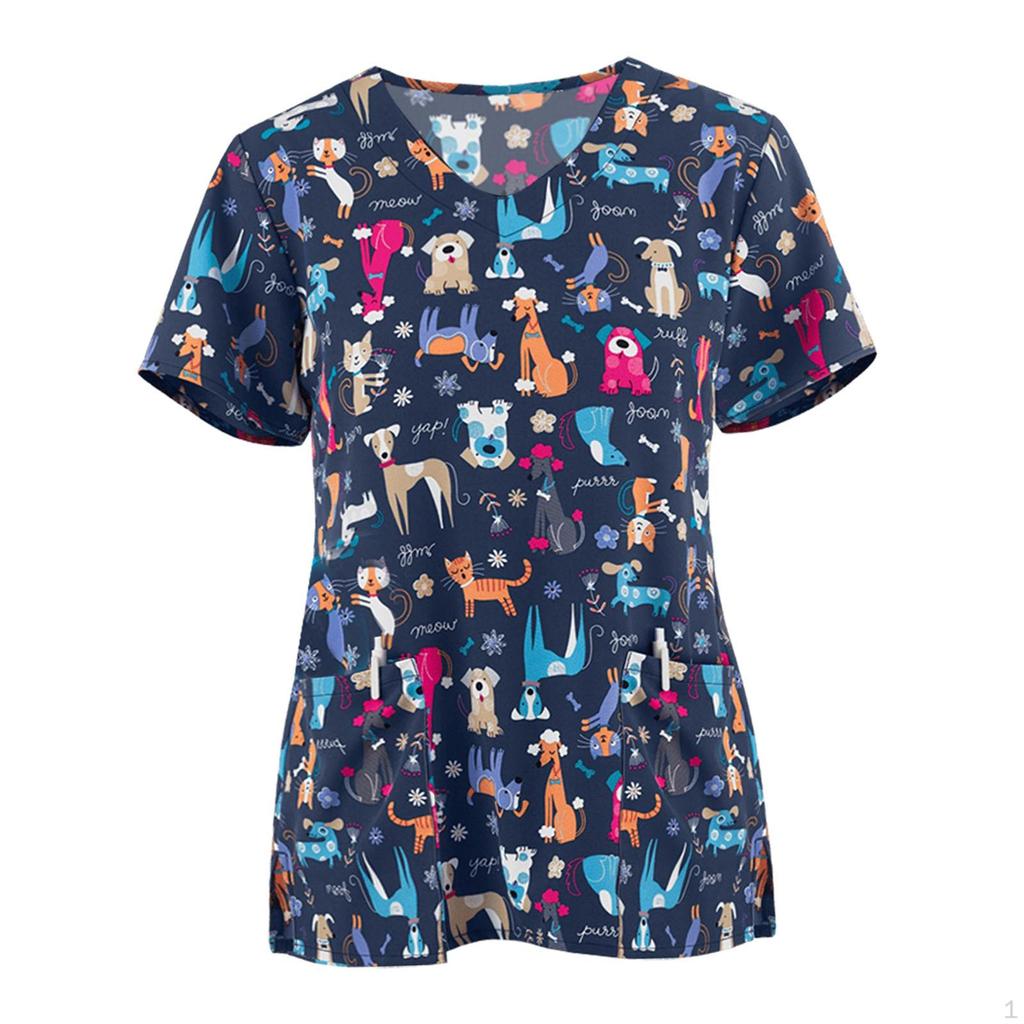Surgical Shirt for Pet Groomers, Easy to Clean, Elegant, Professional, Short Sleeve, Nurse Work