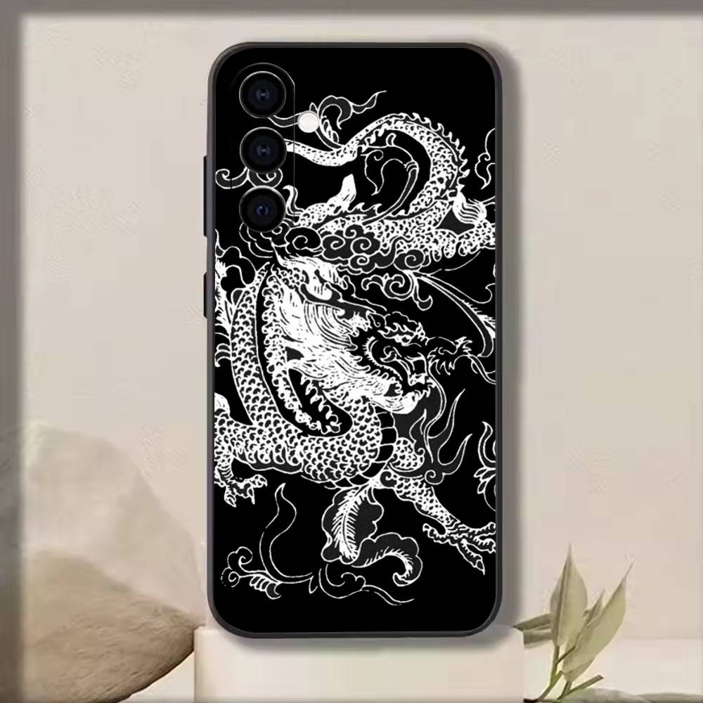Luxury Tiger Dragon Embossed Phone Case For Samsung Galaxy A73,A72,A71,A70,A53,A52,A51,Others Soft Black Cover
