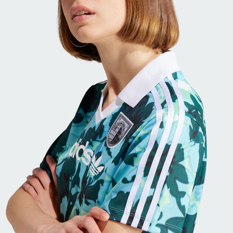 Adidas Originals Trefoil Allover Print Floral Jersey Sports T-Shirt Women Tops Forest-Green IR9809