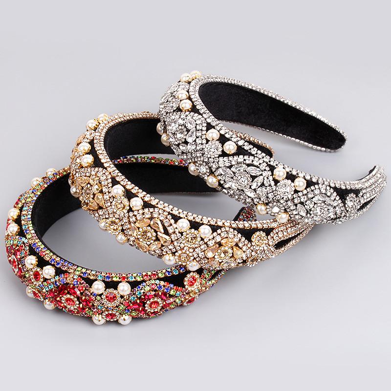 Fascia Classica Barocca in Raso con Strass e Perle per Donna