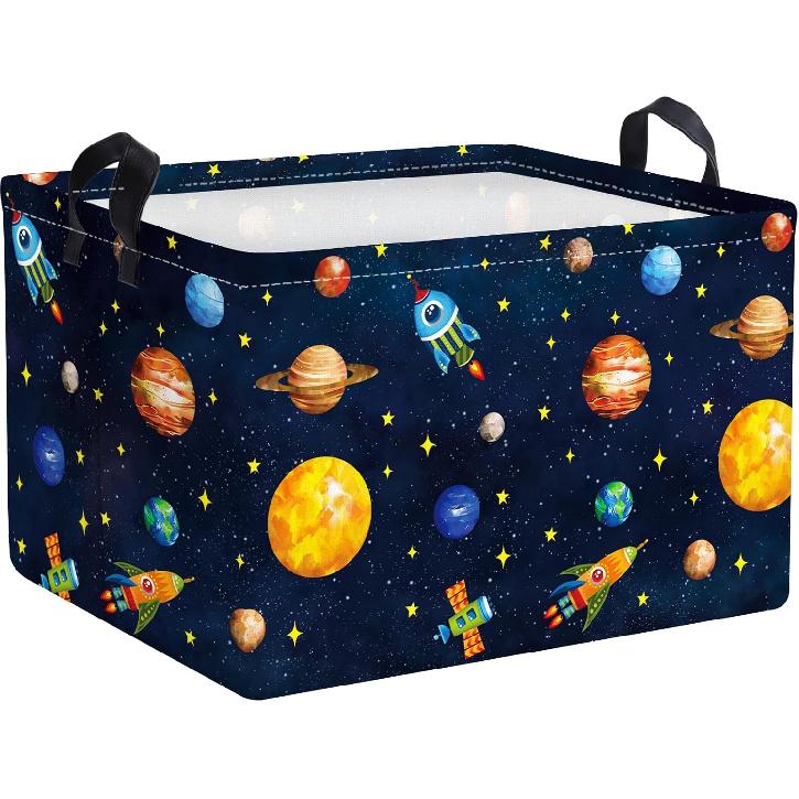 Clastyle Черный Космическая планета Полка Корзина Космическая ракета Звезды Игрушка Контейнер для хранения в детской Складной Прямоугольный Куб для хранения одежды и книг, 21 л
