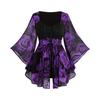 Fashion Plus Size Women's Rose Print Drawstring Irregular  Sleeves Mid-length Tops For Women