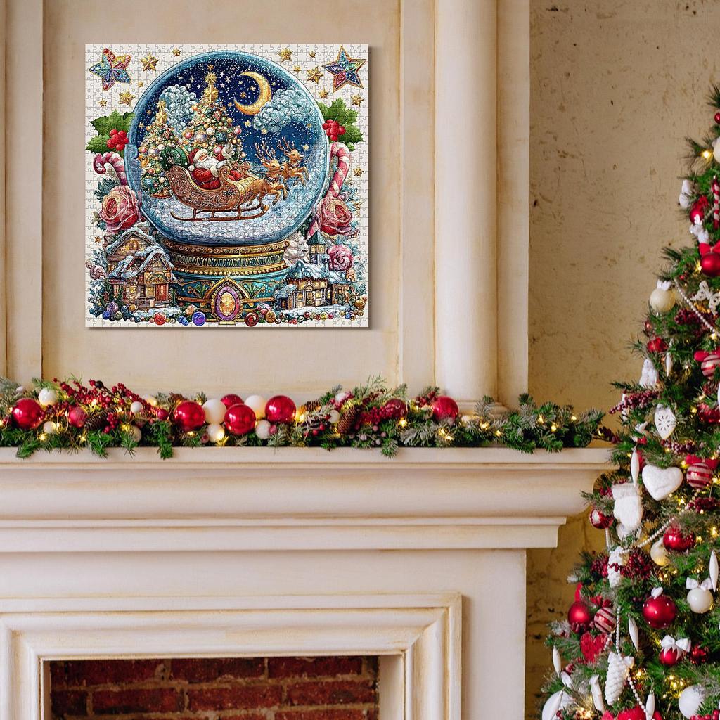 Christmas Snow Globe Puzzle Winter Scene Crystal Ball Decor Colorful Festive Activities Bedroom Fireplace Family Home Decor