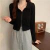 Women's Turn Down Collar Short Sleeve Blouse Loose Fit Cropped Zip Front Solid Color Korean Casual Summer Crop Shirt Top
