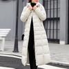 2024 Winter Thick Warm Zip Up Parkas Padded Jacket Korean New Women Clothing Casual Hooded Long Coat Female Down Cotton Outwear