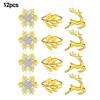 Christmas Napkin Rings Set 18pcs Metal with Reindeer Snowflake Leaf Design for Holiday Wedding Dinner Decoration
